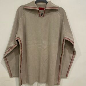 Claiborne Casual Y2K Men’s Beige Sweater 100% Cotton Size XL